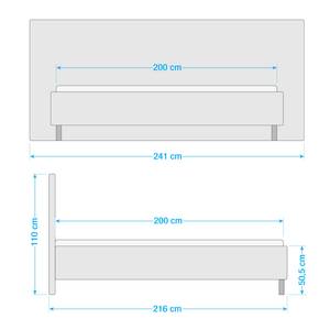 Gestoffeerd bed Homely Platweefsel Nona: Lichtgrijs - 200 x 200cm