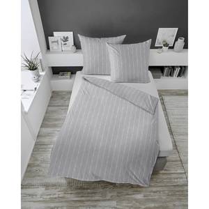 Melange-flanel beddengoed Bigbury melange-flanel - Grijs - 135x200cm + kussen 80x80cm