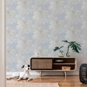 Papier peint en intissé Nuage crème Bleu - 0,53 m x 10,05 m - Crème / Bleu