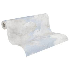 Papier peint en intissé Nuage crème Bleu - 0,53 m x 10,05 m - Crème / Bleu