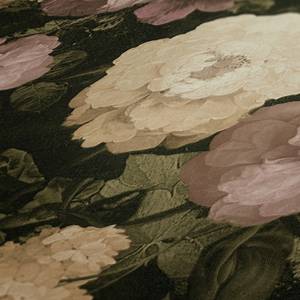 Papier peint en intissé Rose Vintage Noir - 0,53 m x 10,05 m - Noir / Rose