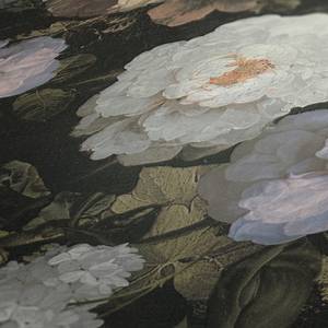 Papier peint en intissé Rose Vintage Noir - 0,53 m x 10,05 m - Noir