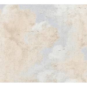 Papier peint en intissé Nuage crème Bleu - 0,53 m x 10,05 m - Bleu / Beige