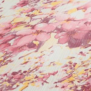 Papier peint en intissé Floral Feuilles Rose - 0,53 m x 10,05 m - Blanc / Rose