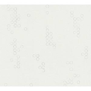 Papier peint en intissé Cercles Blanc - 0,53 m x 10,05 m - Blanc crème