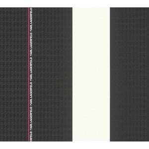 Vliesbehang Ribbon zwart - 0,53m x 10,05m - Zwart/grijs