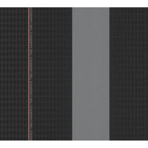Vliesbehang Ribbon zwart - 0,53m x 10,05m - Zwart/wit