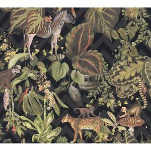 Papier peint en intissé Jungle Joy Noir - 0,53 m x 10,05 m - Noir