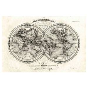 Fotomurale Cartina del mondo francese Tessuto non tessuto - Nero / Bianco - 384 x 255 cm