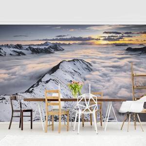 Vliesbehang Uitzicht Wolken & Bergen vliespapier - wit - 384 x 255 cm