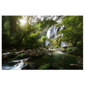 Fotomurale Cascata e foresta Tessuto non tessuto - Verde - 432 x 290 cm