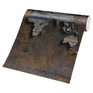 Vliestapete Holz Rost Weltkarte Vliespapier - Braun - 432 x 290 cm