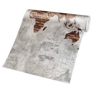 Papier peint intissé Carte shabby béton Papier peint - Gris - 384 x 255 cm