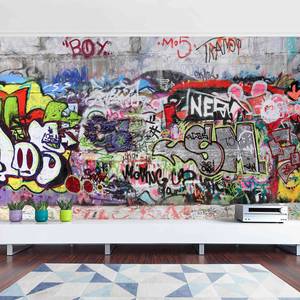 Vliesbehang Graffiti vliesbehang - meerdere kleuren - 384 x 255 cm