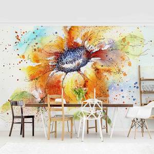 Papier peint intissé Painted Sunflower Papier peint - Orange - 384 x 255 cm