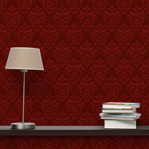 Footmurale Motivo barocco rosso Tessuto non tessuto - Rosso - 384 x 255 cm