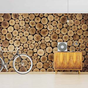 Vliesbehang Homey Firewood vliespapier - bruin - 384 x 255 cm