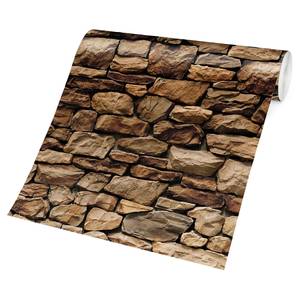 Vliesbehang Amerikaanse Stenen Muur vliespapier - bruin - 432 x 290 cm