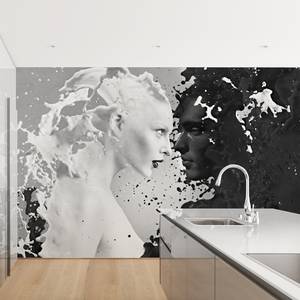 Vliesbehang Milk & Coffee II vliespapier - zwart/wit - 384 x 255 cm