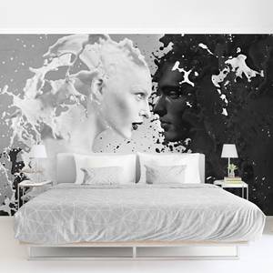 Papier peint intissé Milk & Coffee II Papier peint - Noir / Blanc - 384 x 255 cm