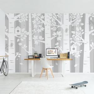 Papier peint intissé Arbre dans la forêt Papier peint - Gris - 432 x 290 cm