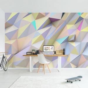Vliestapete Pastell Dreiecke in 3D Vliespapier - Mehrfarbig - 384 x 255 cm