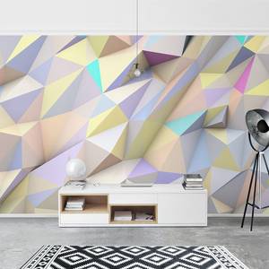 Papier peint intissé Triangles 3D pastel Papier peint - Multicolore - 384 x 255 cm