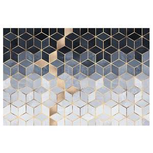 Vliesbehang Gouden Geometrie Vliespapier - Blauw/wit - 384 x 255 cm