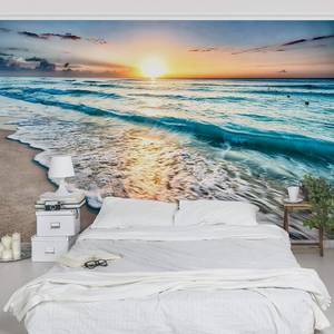 Vliesbehang Zonsondergang Strand vliespapier - blauw - 384 x 255 cm