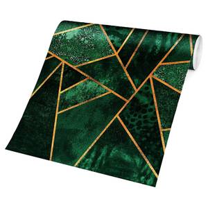 Vliestapete Dunkler Smaragd mit Gold Vliespapier - Grün - 432 x 290 cm