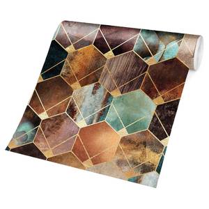 Vliesbehang Turquoise Geometrie vliespapier - goudkleurig - 432 x 290 cm