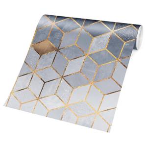 Vliestapete Goldene Geometrie Vliespapier - Blau / Weiß - 432 x 290 cm