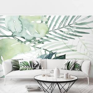 Vliesbehang Palmvaren in aquarel vliespapier - groen - 384 x 255 cm