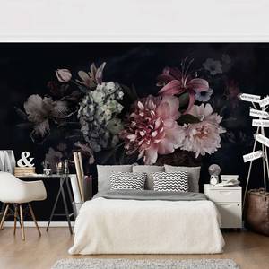 Vliesbehang Bloemen met Mist vliespapier - zwart - 432 x 290 cm