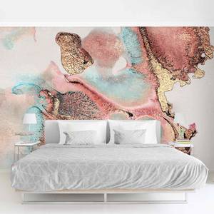 Vliesbehang Gouden Waterverf Roze vliespapier - roze - 384 x 255 cm