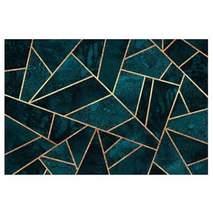 Vliesbehang Donker Turkoois met Goud vliespapier - turquoise - 432 x 290 cm