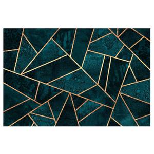 Vliesbehang Donker Turkoois met Goud vliespapier - turquoise - 384 x 255 cm