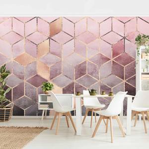 Vliesbehang Gouden Geometrie Vliespapier - Grijs/roze - 432 x 290 cm