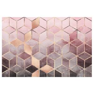 Vliesbehang Gouden Geometrie Vliespapier - Grijs/roze - 384 x 255 cm