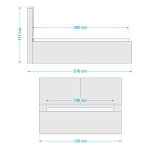 Gestoffeerd bed Nathan Platweefsel Meave: Mauve - 140 x 200cm