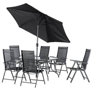 Ensemble de jardin Chaniers - 8 éléments Aluminium / Polyester - Argenté / Noir