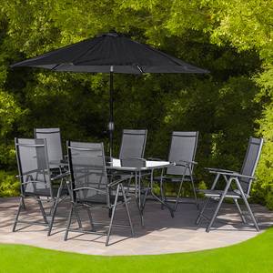 Ensemble de jardin Chaniers - 8 éléments Aluminium / Polyester - Argenté / Noir