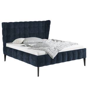 Gestoffeerd bed Capri Dream Platweefsel Nona: Donkerblauw - 140 x 200cm