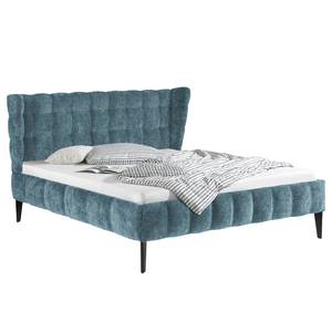 Gestoffeerd bed Capri Dream Platweefsel Nona: Blauw - 180 x 200cm