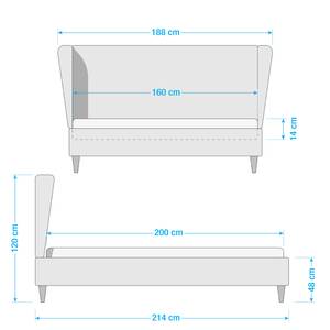 Lit capitonné Capri Dream Microfibre Alana: Gris foncé - 160 x 200cm