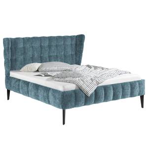 Gestoffeerd bed Capri Dream Platweefsel Nona: Blauw - 160 x 200cm