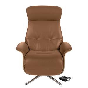 Fauteuil relax Anderson III Cuir véritable Neka : Caramel - Chrome brillant - Chêne