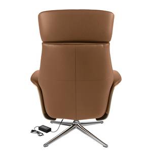 Fauteuil relax Anderson III Cuir véritable Neka : Caramel - Chrome brillant - Chêne