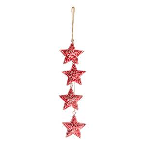 Kerstboomhanger Metalen Ster aluminium - rood