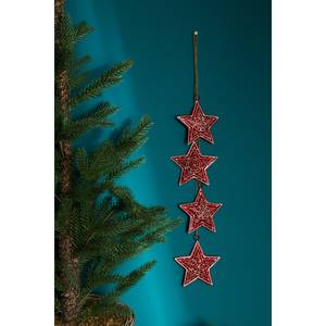 Kerstboomhanger Metalen Ster aluminium - rood